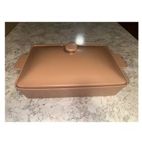 Ct104 Figmint 2 Quart Rectangular Brown Stoneware Baking Dish With Lid Oven Safe