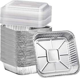 Findful 711181596083 35 Pack 8x8 Aluminum Pans With Clear Plastic Lids - Square Baking Cake