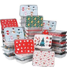 Find-22050cai Findful 50 Pack Christmas Cookie Tins With Lids - 2.25lb Aluminum Food Containers Dis