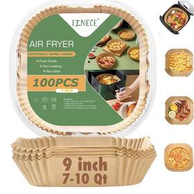 Finece 726597003346 Air Fryer Disposable Paper Liners 100 Pcs Square 9 In Non-stick Oil-pr
