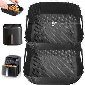 Fx-9in-b-zfx Fioxcomko 9 Inch Silicone Air Fryer Liners Square Black