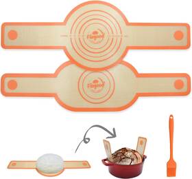 Flagood 705353478383 2pcs Silicone Bread Sling Oval And Round Baking Mat For Dutch Oven Non-stick With