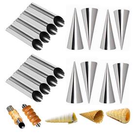 Flyparty 798881135422 Set Of 16 Stainless Steel Cannoli Tubes And Pastry Cream Horn Molds Large A B