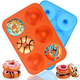 Flytonn 2 Pack Non-stick Silicone Donut Pan Doughnut Baking Mold Pans