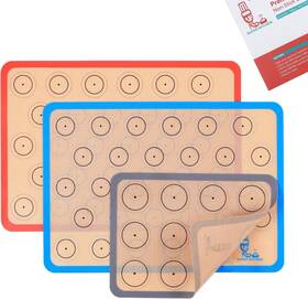 8541883652 Folksy Super Kitchen Silicone Baking Mat Macaron - Set Of 3 2 Half Sheet Liners And 1 Quarter