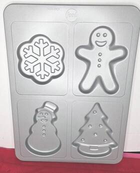 2105-1283 Food Network Holiday Christmas 4 Shapes Cookie/ Cake Pan