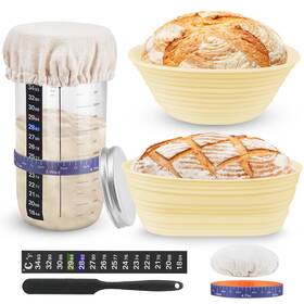 12302 Foteemo Sourdough Starter Kit 9 Inch Round And 10 Oval Foldable Silicone Bread