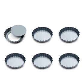 Fox Run 030734444603 Set Of 6 Loose Bottom Mini Tart And Quiche Non-stick Baking Pans 4-i