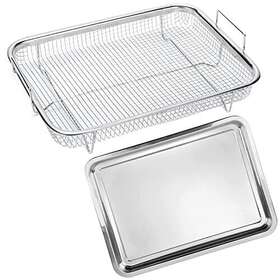 Fridamilie 709345119940 2 Piece Air Fryer Basket For Ovenstainless Steel Crisping And Tray Set