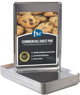 Fse 810094934897 Commercial Sheet Pan Full Size 16-gauge Aluminum Bun 18 Inch L X 26