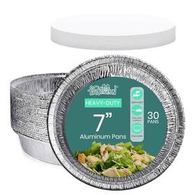 Funstitution 628693233385 Round Aluminum Pans With Lids 30 Pack - 7 Inch Disposable Pie