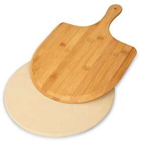 Geebobo 751823792459 Pizza Stone For Oven And Grill Free Wooden Peel Paddledurable