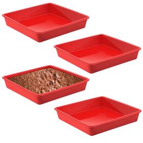 Geetery-crispy-0070 Geetery 4 Pack 7.5x7.5 Inch Non Stick Silicone Square Cake Pans For Brownie Cornbread