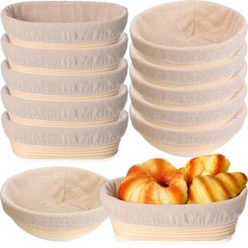 Lec-geetery-1780 Geetery Set Of 12 Proofing Basket 10 Inch Round Oval Cane Bread Bask Lec-geetery-1780 Geetery Set Of 12 Proofing Basket 10 Inch Round Oval Cane Bread Bask