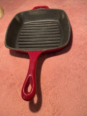 K50899 Geoffrey Zakarian By Dash 10 Inch Red Nonstick Cast-iron Griddle Skillet Guc