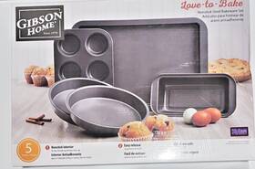 Gibson 085081509055 Home Love-to-bake 5 Piece Nonstick Steel Bakeware Set New In A Box