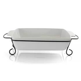 Gibson Elite 313040226287 15.5 Inch Rectangle Stoneware Bakeware With Metal Rack