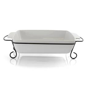 81327413 Gibson Elite 2 Piece Rectangle 15.5 Inch Stoneware Bakeware With Metal Rack