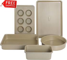 143747.05 Gibson Overseas Inc. Oster Verlice 5 Piece Carbon Steel Baking Pans Bakeware Set With Premium Pfa Free N