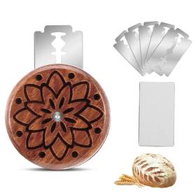 689401 Gjinxi Bread Lame Sourdough Scoring Tool Wooden Dough Knife With 5 R