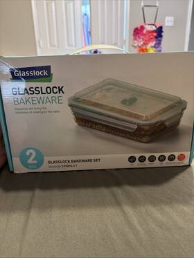 28059 Glasslock Oven Safe Baking Dish 2.2l Clear Nob Excellent Condition. 2200 Ml