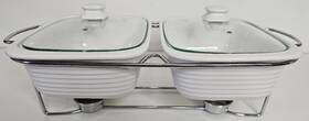 63400 Godinger Oven To Table Double Baker Pan Holder Casserole Roasting Dish - 3qt