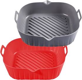 Golden Associate 711181310634 Reusable 8 Inch Silicone Liners For Air Fryer - Non-stick Baking Tray 2 Pcs
