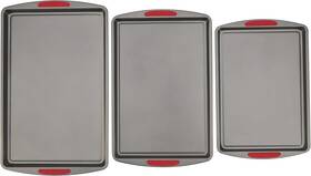 04551 Goodcook Megagrip Set Of 3 Nonstick Steel Assorted Gray