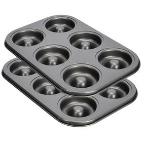 Goodcook 076753041034 Set Of 2 Nonstick Steel 6-cavity Medium-size Donut Baking Pans Gray 10.5 X