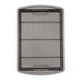Goodcook 374528147227 15 Inch X 10.5 Nonstick Carbon Steel Baking Pan And Raised Wire Rack Pizza Crisp