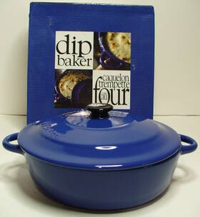 1263342 Gourmet Du Village Porcelain Dip Baker With Lid Dark Blue Color 2.5 Cups 1263342 Gourmet Du Village Porcelain Dip Baker With Lid Dark Blue Color 2.5 Cups