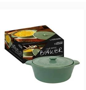Gourmet Du Village 619567822538 French Ceramic Brie Baker With Lid Sage Green New In Box