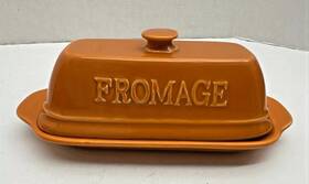 Gourmet Du Village 772291011446 Chevre Cheese Baker Stoneware Bistro Collection New Orange