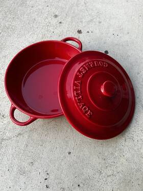 Gourmet Du Village 772291029670 Red Ceramic Brie Baker