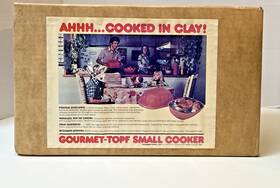 18881 Gourmet-topf Vintage Terra Cotta Clay Roaster Small Cooker Usa #18881