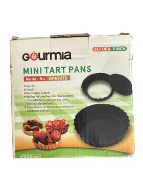 Gpa9375 Gourmia New Mini Tart Pans 5 Inch Removable Bottom Set 6 Nonstick Carbon Steel