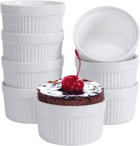 Gpyg 726084742024 Ramekins 6 Oz Set Of 8 Creme Brulee Souffle Dishes Oven Safe Porcel