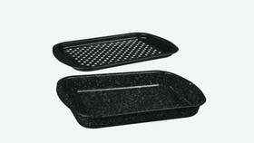 322117 Granite Ware 2-piece Porcelain Enamel Bake And Broil Pan Set 16.3x 10.1 X 5.7 Inch