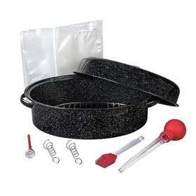 Granite Ware 785403004861 19 In Oval Roaster Set 10pcs Includes Lid Rack 2 Pack Brining Bags Oven
