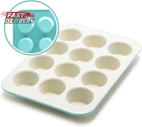 Bw000056-003 Greenlife 12-cup Muffin Pan Pfas-free Healthy Nonstick Baking Tray 11.4 Inch X 1.9