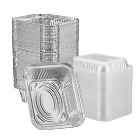 Gusto Cp-fpdl-5x4-50 1 Lb Disposable Aluminum Foil Takeout Pans With Clear Dome Lids 5 Inch X 4 5
