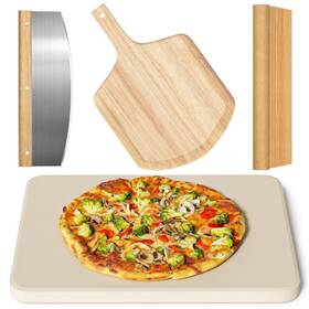 Gyreuni 602024666196 4 Pcs Rectangle Pizza Stone Set 15 Inch Large For Oven And Grill Wit