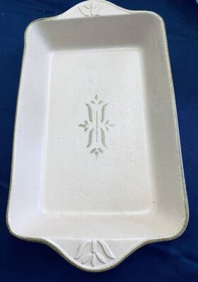 8241 Haeger Pottery Bakeware Natural Stone Casserole Dish Pan 9x13 Tulip