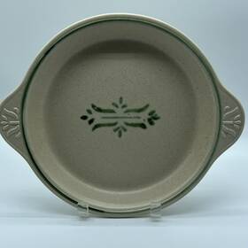 8244 Haeger Natural Stone Bakeware Pottery Double Handle Pie Plate Baking Dish 10in #8244 Vintage