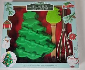 Handstand Kitchen 850004981047 Holiday Christmas Tree Cake Bake Set Multicolored 3 Pc New