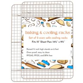 Happiels 860006945114 Cooling Rack 15 X 10 Inch Set Of 2 Non Stick Racks For Cooking And
