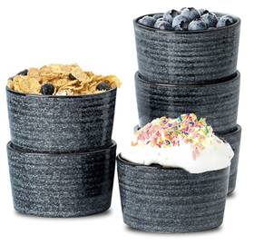 Grey-6 Hasense 6 Oz Ramekins For Baking Ceramic Souffle Dish Oven Safe Set Of Porcelain Dippi