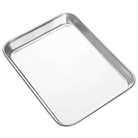Heahysi 662211015527 Mini Stainless Steel Baking Sheetssmall Cookie Sheets Toaster Oven Tra