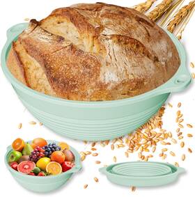 Baskets-2024 Hebeicrmy Upgraded Silicone Sourdough Bread Proofing Basket With Handles - Reinforced Rim