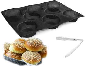 Heffiso 313090733728 Hamburger Bun Pan For Baking Mesh Silicone Mold 8 Caviti